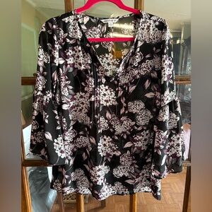 Career Black and Pink Floral Blouse